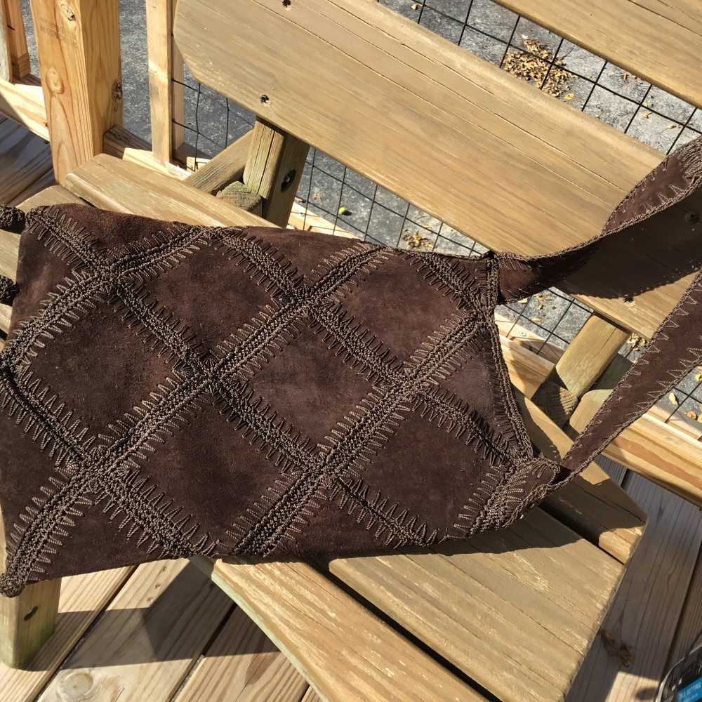 Patchwork suede boho crossbody bag
